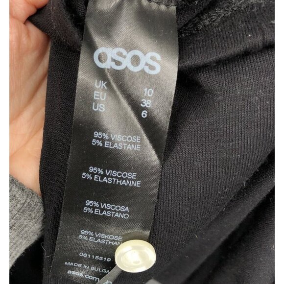 Asos Womens Black Midi Dress 6 Button Back Detail Wednesday Preppy Dark Academia - Picture 5 of 9